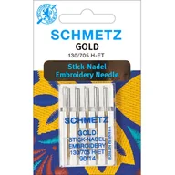 Akcesoria i części do maszyn do szycia - 130/705 H-ET VDS Igły złote do haftu SCHMETZ do maszyn domowych, 5szt.x90 - miniaturka - grafika 1