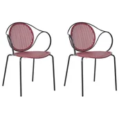 Fotele i krzesła ogrodowe - BELIANI Zestaw 2 krzeseł ogrodowych IKARIA Metal Czerwony - miniaturka - grafika 1