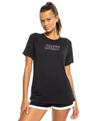 Koszulki i topy damskie - Roxy Dzianinowy top z krótkim rękawem Everyday Flow Tee Czarna S - miniaturka - grafika 1
