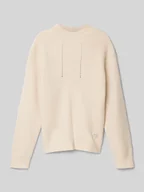 Swetry dla dziewczynek - Sweter z dzianiny z aplikacją z logo - miniaturka - grafika 1