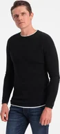 Swetry męskie - Ombre Clothing Klasyczny sweter męski Kabshiel czarny XL - miniaturka - grafika 1