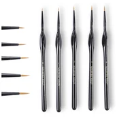 Pędzle - PĘDZLE MALARSKIE ARTYSTYCZNE 5 szt. PRECYZYJNE CIENKIE DO MALOWANIA CZARNE - miniaturka - grafika 1