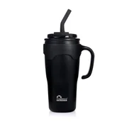 Kubki termiczne - Kubek termiczny ze słomką Majestic Sport Jelly 650 ml czarny - miniaturka - grafika 1