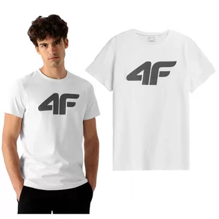 Koszulki męskie - T-Shirt Męski 4F TSM353 Biały - 3XL - grafika 1