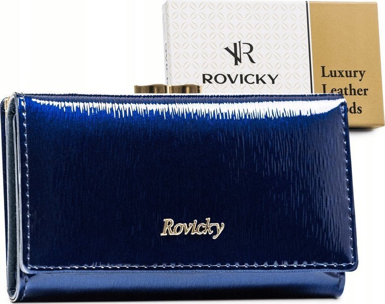 Rovicky Skórzany portfel damski na bigiel i zatrzask — Rovicky