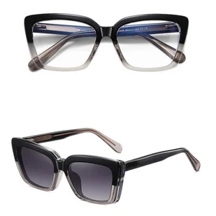 2w1 Okulary damskie do komputera z nakładką przeciwsłoneczną na magnes Clip-On 25134A - Okulary przeciwsłoneczne - miniaturka - grafika 1