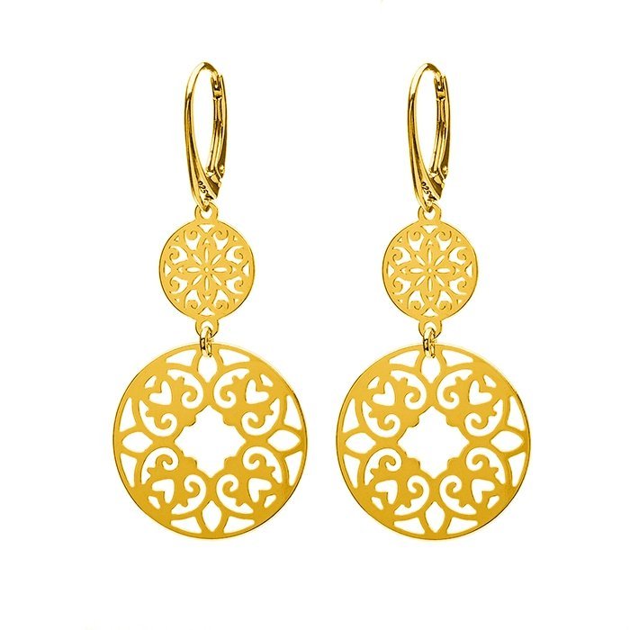 Kolczyki kółka ażurowe pozłacane