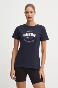 Guess t-shirt bawełniany RAQUELLE damski kolor granatowy V4BI17 K8FQ4 - Koszulki sportowe damskie - miniaturka - grafika 1