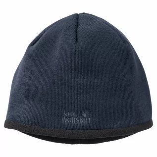 Czapki męskie - Czapka zimowa Jack Wolfskin STORMLOCK LOGO KNIT CAP night blue - M - grafika 1