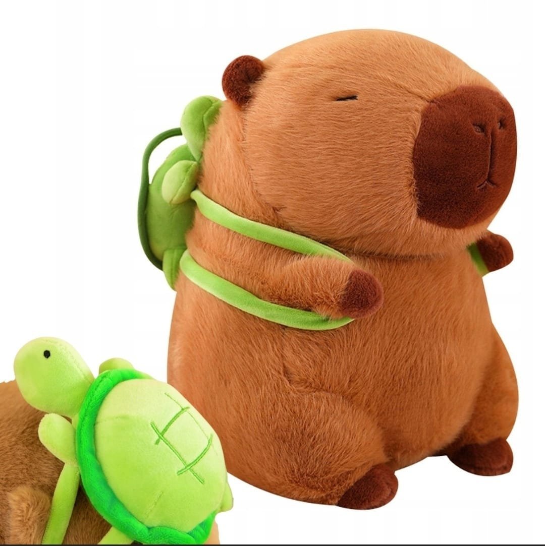 Kapibara Pluszowa z Plecakiem Żółwiem 50 cm dla Dzieci