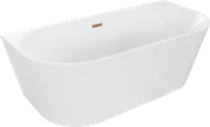Wanny - Mexen Oval wanna wolnostojąca przyścienna 140 x 75 cm, biała, przelew miedź szczotkowana - 52671407500-65 - miniaturka - grafika 1