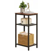 Ławy i stoliki kawowe - Stolik kawowy pomocniczy boczny z 2 półkami retro vintage loft brązowy - miniaturka - grafika 1