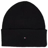 Czapki damskie - Tommy Hilfiger Czapka Essential Flag Beanie czarna, Czarny, Rozmiar uniwersalny - miniaturka - grafika 1