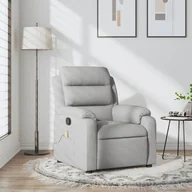 Fotele - vidaXL Rozkładany fotel masujący, jasnoszary, obity tkaniną - miniaturka - grafika 1