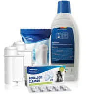 Akcesoria i części do ekspresów do kawy - Zestaw Bosch, Filtr Aqualogis AL-Inte 2szt, Bosch Odkamieniacz 311968 500ml, Cleaneo 10szt - miniaturka - grafika 1