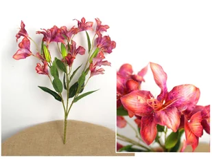 Bukiet LILIA 3D PRINT wys.57 cm, 3 łodygi (kwiat 10x6 cm, 3 pąki) - pomarańczowo-różowa - Sztuczne kwiaty Bukiet LILIA 3D PRINT wys.57 cm, 3 łodygi (kwiat 10x6 cm, 3 pąki) - pomarańczowo-różowa - Sztuczne kwiaty - miniaturka - grafika 1