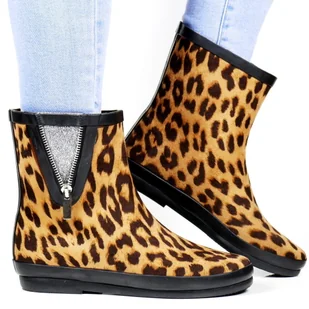 Damskie Kalosze Krótkie Sztyblety Zamszowe Potocki 36062 Panterka - Botki damskie - miniaturka - grafika 1