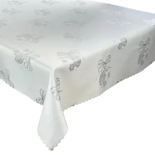 Dwustronny Obrus Plamoodporny Świąteczny Boże Narodzenie Srebrna Bombka-140x300 cm - Obrusy i serwetki - miniaturka - grafika 1