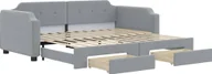 Łóżka - vidaXL Łóżko dzienne rozkładane z szufladami jasnoszare 100x200 cm tkanina - miniaturka - grafika 1