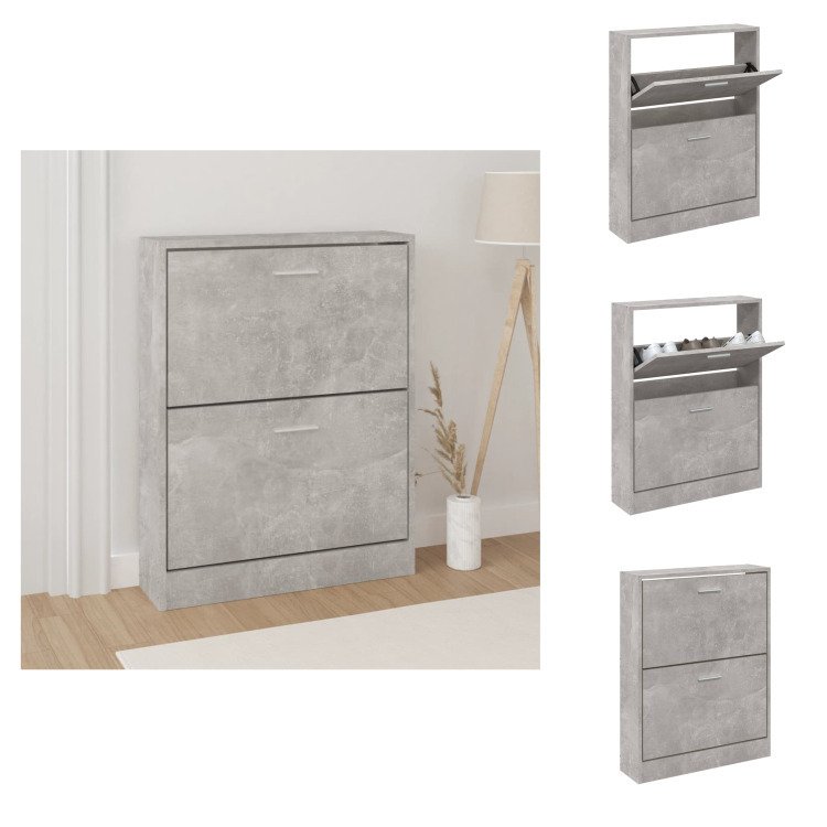 vidaXL Szafka na buty betonowa szara 59x17x81 cm materiał drewnopochodny - Stojaki i szafki na buty