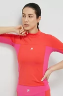 Koszulki sportowe damskie - Fila t-shirt treningowy Riva kolor czerwony z półgolfem - miniaturka - grafika 1