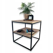 Ławy i stoliki kawowe - STOLIK KAWOWY, NOCNY POMOCNICZY 50x50x52 STYL INDUSTRIALNY  Loft  z dodatkową półką w połowie wysokości - miniaturka - grafika 1