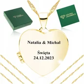 Biżuteria dla dzieci - PREZENT NA CHRZEST DLA DZIEWCZYNKI PIĘKNY ZŁOTY NASZYJNIK SERCE + DEDYKACJA - miniaturka - grafika 1