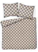 Pościel - Pościel perkal z bizą 200x220 5592b beżowo-czarna - miniaturka - grafika 1
