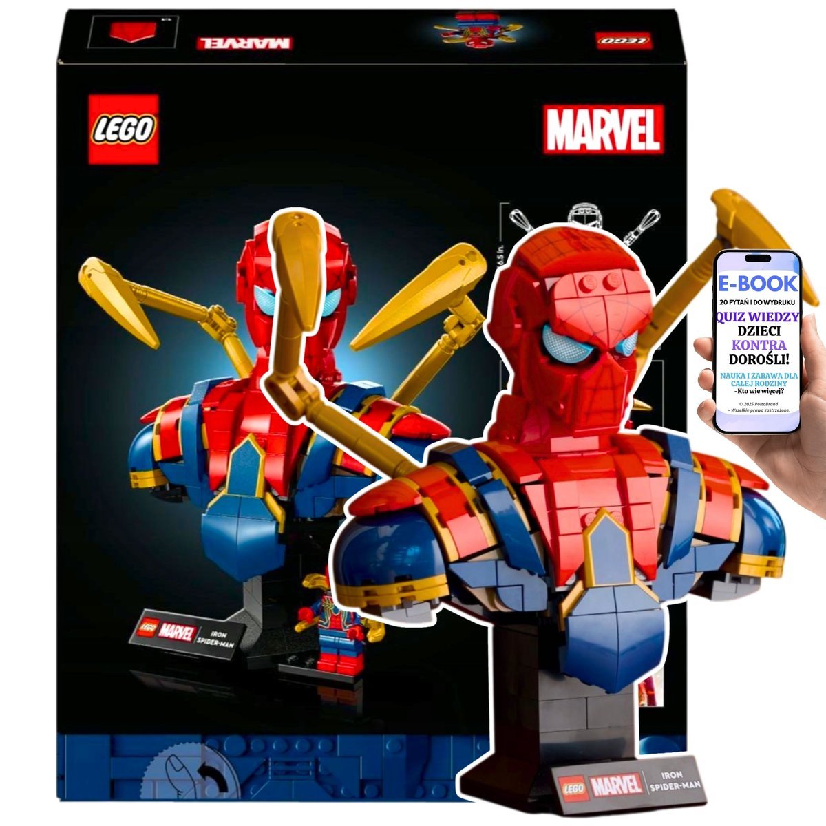 LEGO dla dorosłych 18+ POPIERSIE IRON SPIDER-MAN z ruchomymi ramionami i obrotową głową (76326) Lego Dla Faceta Chłopaka + EBOOK-2