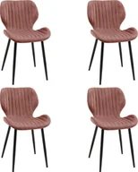Krzesła - Fabryka Mebli Akord 4x Welurowe krzesło tapicerowane pikowane glamour SJ.17 Różowe - miniaturka - grafika 1