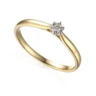 Pierścionki - Pierścionek Au585 z brylantem R61118 YW - miniaturka - grafika 1