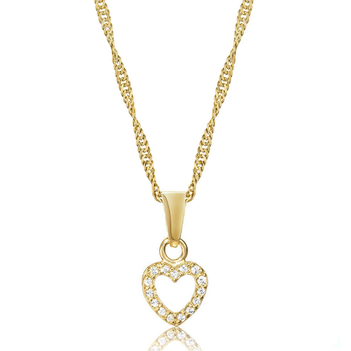 Wisiorek srebrny pozłacany serduszko z cyrkoniami