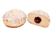 Inne pieczywo - Pączek z nadzieniem wiśniowym dekorowany płatkami migdałowymi 90 g - miniaturka - grafika 1