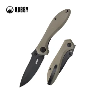 Nóż składany Kubey Ruckus Tan G10, Blackwashed AUS-10 by Sherif Manganas (KU314K) - Noże - miniaturka - grafika 1