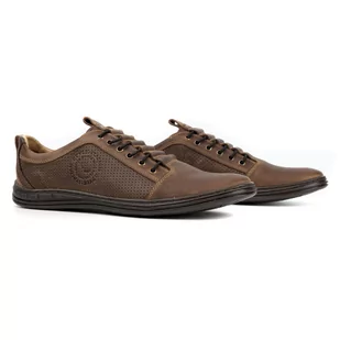 Buty męskie skórzane casual 2121p brązowe - Polbut - Półbuty męskie - miniaturka - grafika 1