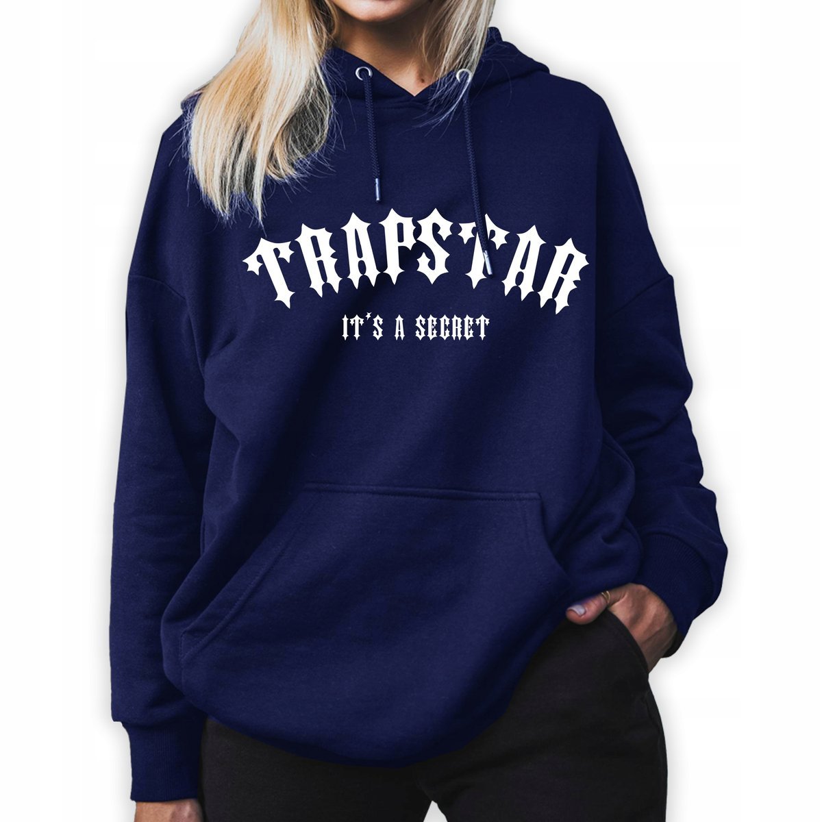 Bluza Z Kapturem Granatowa IT'S A SECRET Młodzieżowe Trendy Styl Wz Rozm S