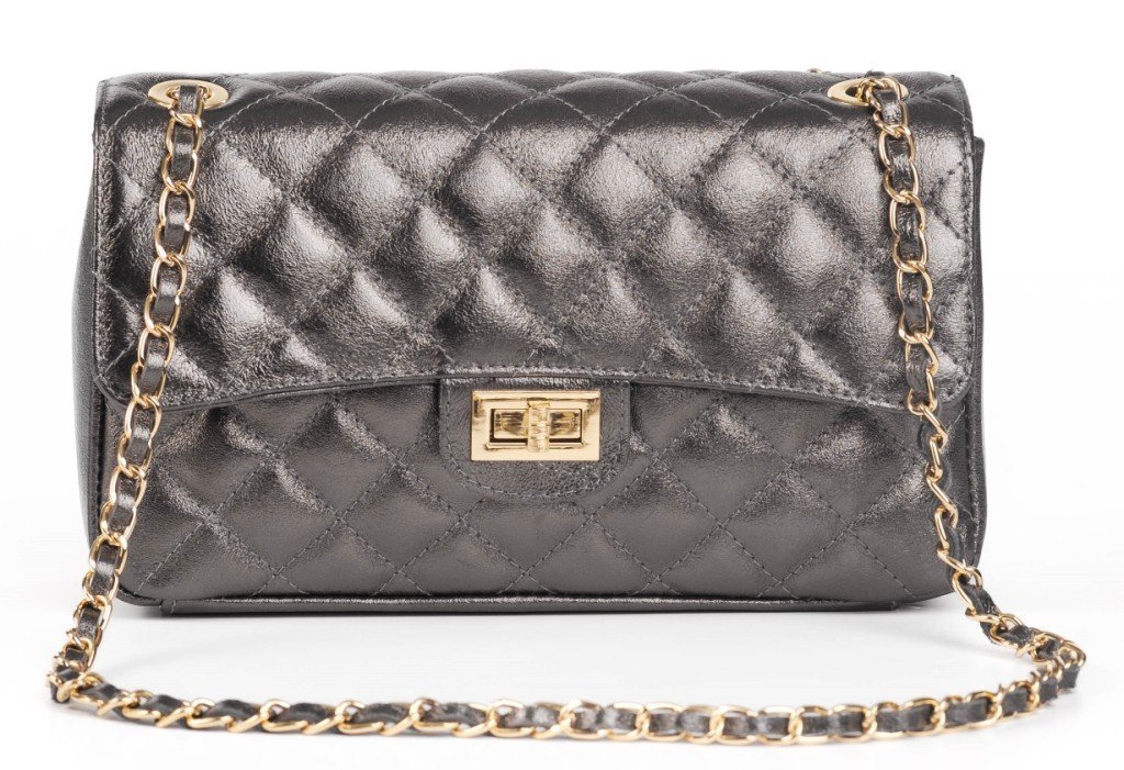 Torebka skórzana na ramię - pikowana