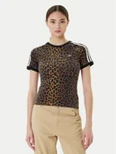 Koszulki i topy damskie - adidas T-Shirt Leopard Cali JW7304 Brązowy Slim Fit - miniaturka - grafika 1