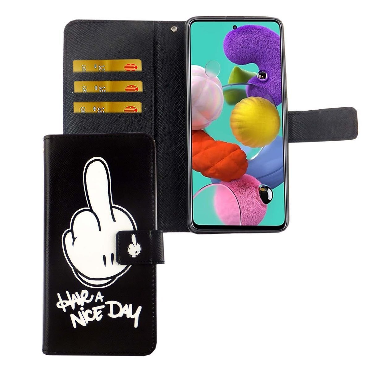 Samsung Galaxy A71 etui na telefon komórkowy pokrowiec ochronny etui z klapką z miejscem na kartę Miłego dnia