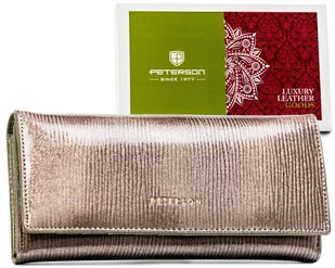 PETERSON Portfel damski z lakierowanej skóry naturalnej pojemny i elegancki na prezent ochrona kart RFID - Portfele - miniaturka - grafika 1