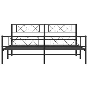 Metalowa rama łóżka z wezgłowiem i zanóżkiem, czarna, 183x213cm Lumarko! - Inne meble do sypialni - miniaturka - grafika 5
