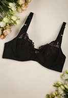 Biustonosze - Czarny Klasyczny Biustonosz z Koronkowymi Wstawkami Alinva - miniaturka - grafika 1