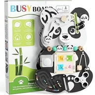 Zabawki sensoryczne - TABLICA MANIPULACYJNA MIŚ PANDA MONTESSORI DREWNIANA 9w1 SENSORYCZNA XXL - miniaturka - grafika 1