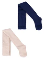 Rajstopy - Rajstopy dziecięce bawełniane frotte beżowo-granatowe 2PAK 80-86 - miniaturka - grafika 1