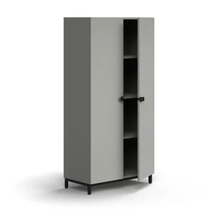 Szafa QBUS, 3 półki, nóżki, uchwyty, 1636x800x420 mm, czarny, jasnoszary - Szafy biurowe Szafa QBUS, 3 półki, nóżki, uchwyty, 1636x800x420 mm, czarny, jasnoszary - Szafy biurowe - miniaturka - grafika 1