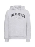 Swetry męskie - Jack & Jones Męski sweter z kapturem - JJEcaleb Mężczyźni szary marmurkowy, S - miniaturka - grafika 1