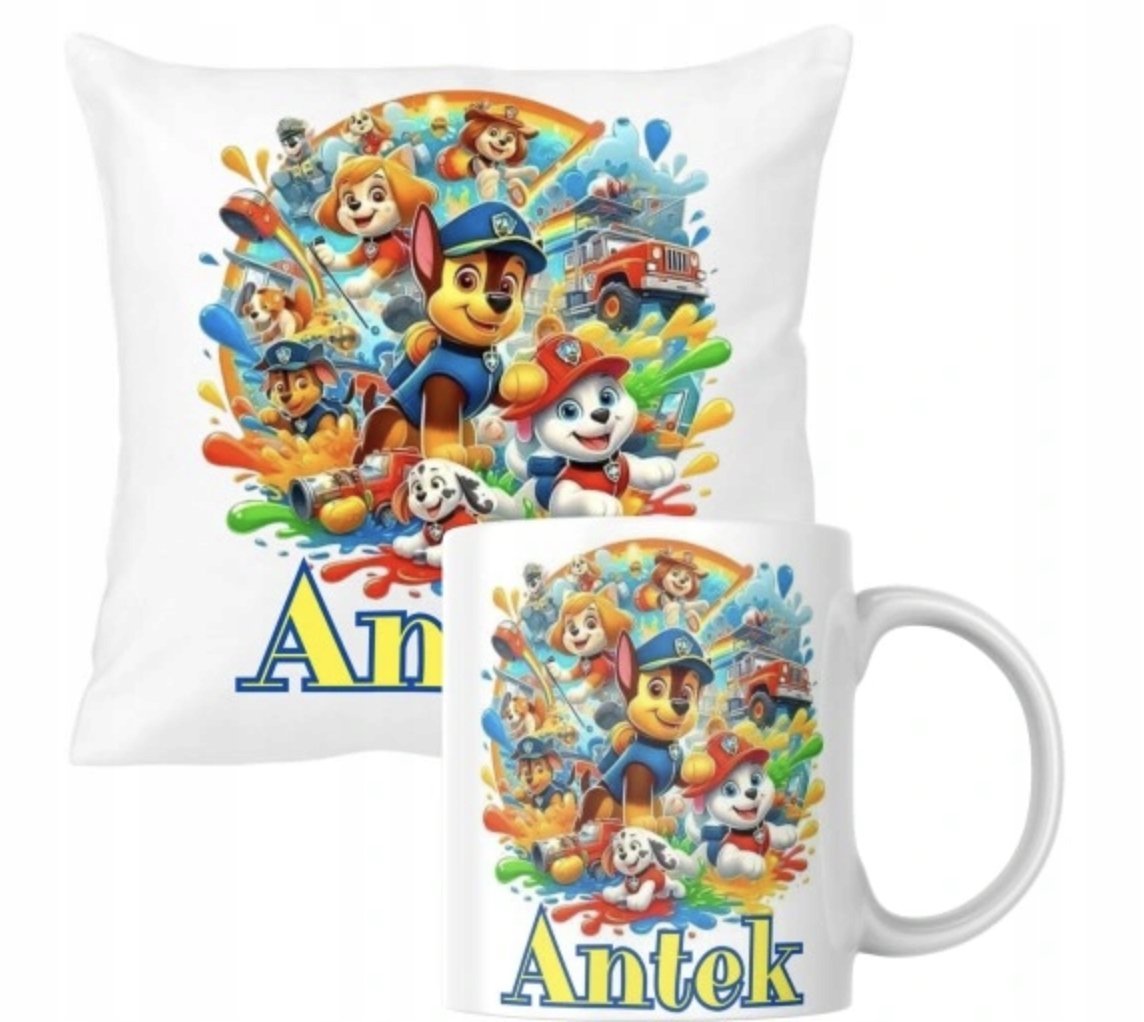 ZESTAW PODUSZKA + KUBEK Prezent PSI PATROL PAW PATROL + IMIĘ 6