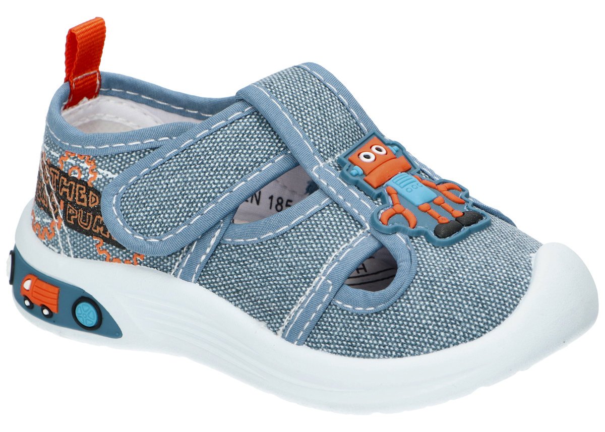 AMERICAN CLUB TEN185 SANDAŁKI KAPCIE TRAMPKI DZIECIĘCE WKŁADKA SKÓRZANA BLUE 22