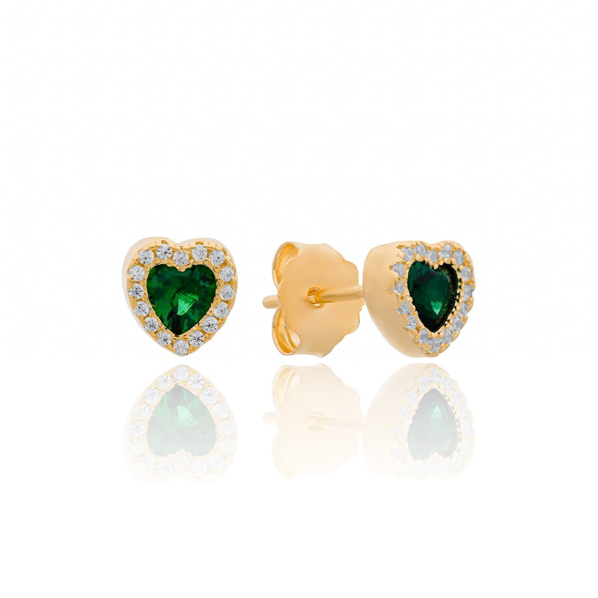 Srebrne pozłacane kolczyki serduszka z cyrkoniami sztyfty pr. 925