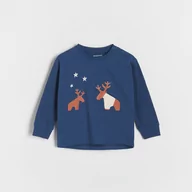 Koszulki dla chłopców - Reserved - Świąteczna koszulka z aplikacją - Niebieski - miniaturka - grafika 1